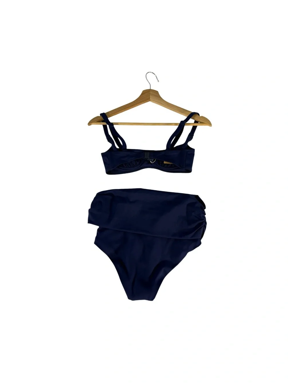 SKIMS Swim Navy Blue Bikini Set XXS Ruched High Waist Two Piece NWT